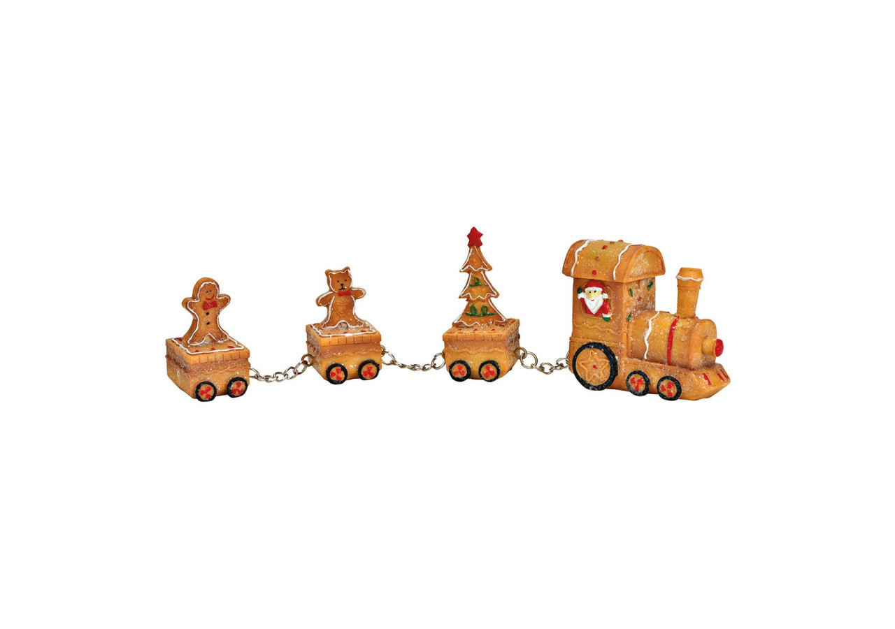 Train de Noël en Optique Pain d'Épice - Poly Brun 24x6x3cm - 10040187 - WURM