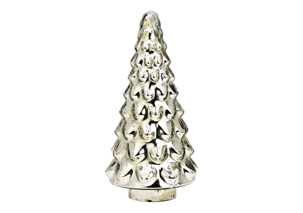 Sapin en Verre Argenté - Dimensions 15x30x15cm - 10040358 - WURM