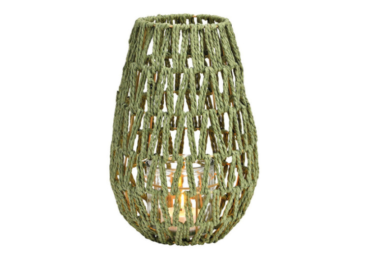 Lanterne Verte en Papier et Métal - Décoration Intérieure 22x31x22cm - 10040439 - WURM