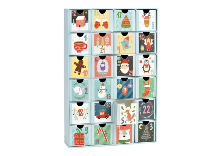 Calendrier de l'Avent Bleu - 24 Boîtes en Papier 26x39x6cm - 10040443 - WURM