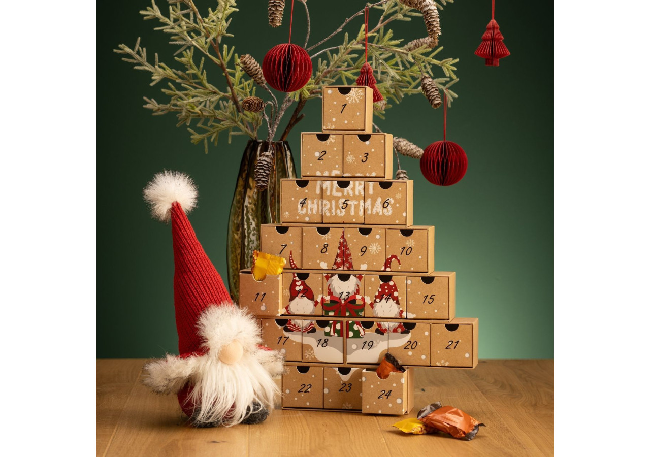 Calendrier de l'Avent Sapin 'Joyeux Noël' - 24 Boîtes en Carton 38x48x6cm - 10040445 - WURM