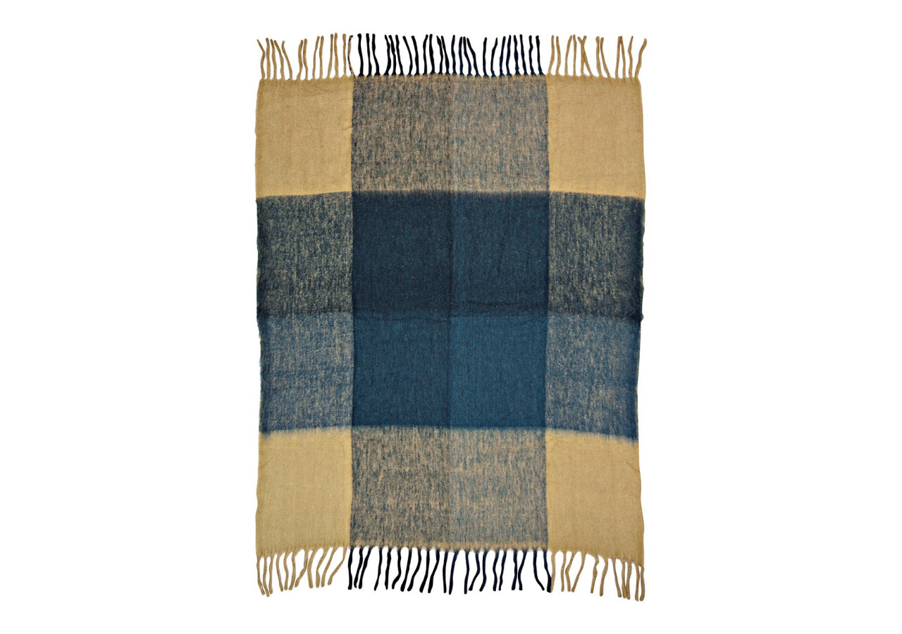 Tapis de lit à carreaux - Textile bleu 130 x 170 x 1cm - 10040459 - WURM