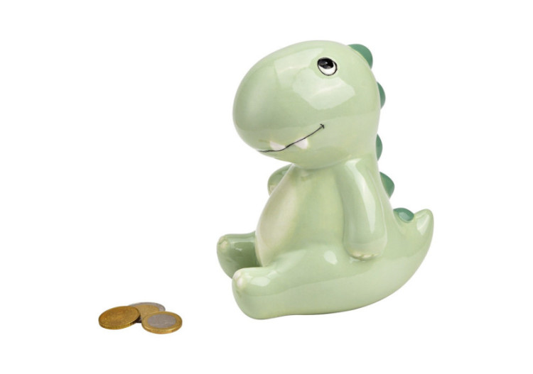 Tirelire Dino - Céramique verte 10 x 16 x 13cm - 10040478 - WURM