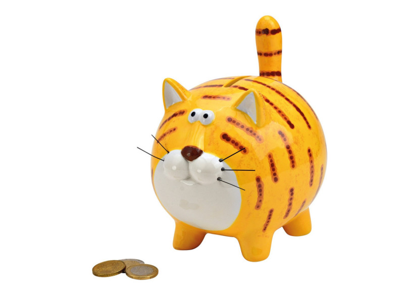 Tirelire Chat - Céramique jaune 14 x 17 x 12cm - 10040482 - WURM