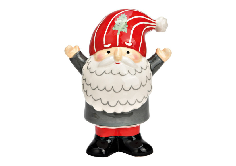 Père Noël en céramique - Gris et rouge 14 x 16 x 9 cm - 10040498 - WURM