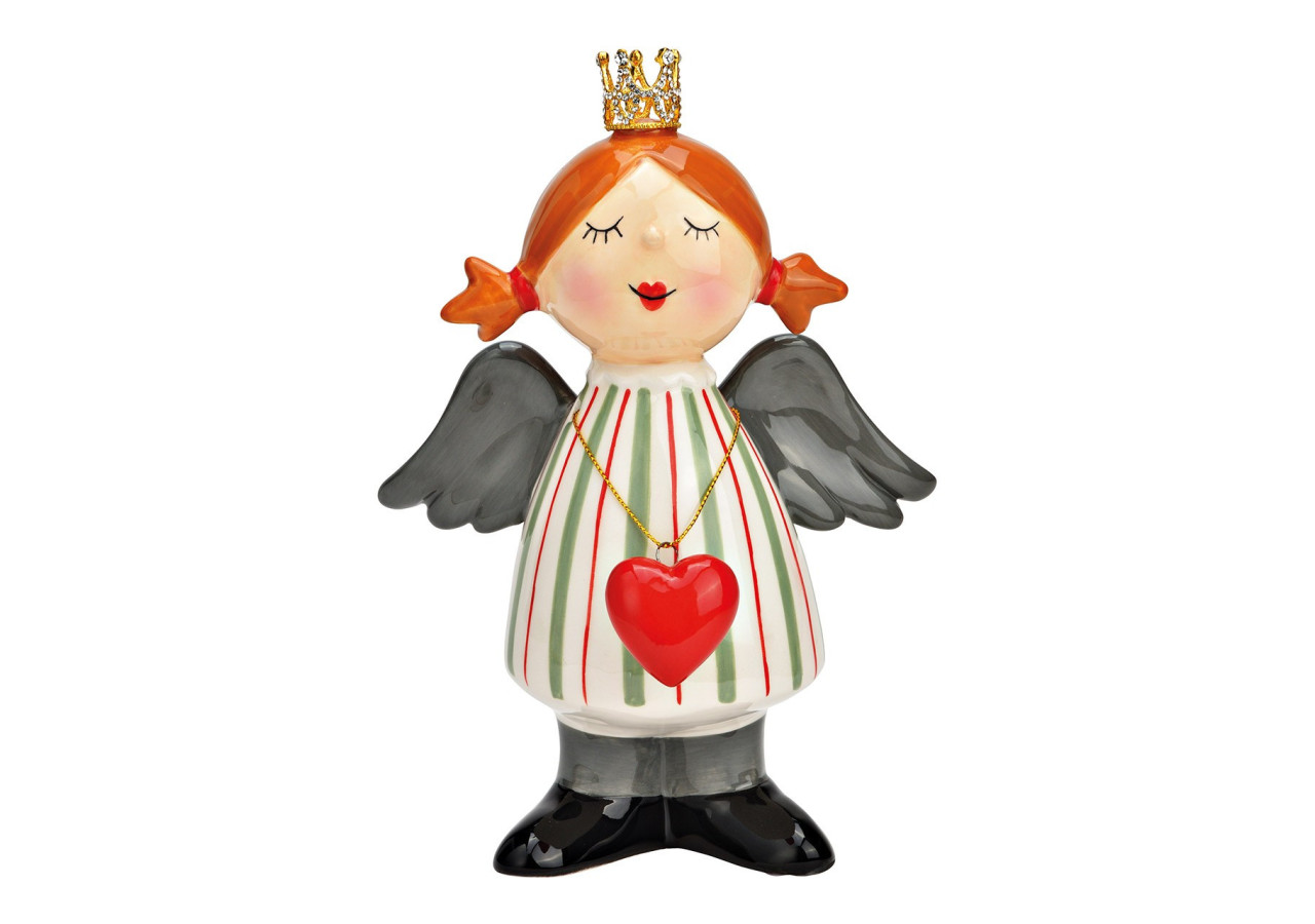 Ange en céramique - Vert et gris 14 x 19 x 8 cm - 10040500 - WURM