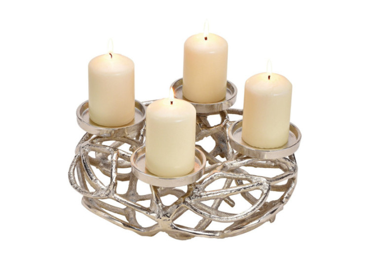 Couronne de l'Avent en Métal Argenté - Dimensions 30x11x30cm - 10040627 - WURM