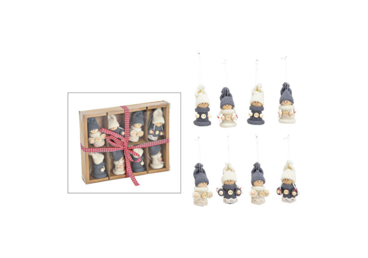 Ornements de Noël - 8 Figurines Enfant en Textile Blanc/Grey - 10040665 - WURM