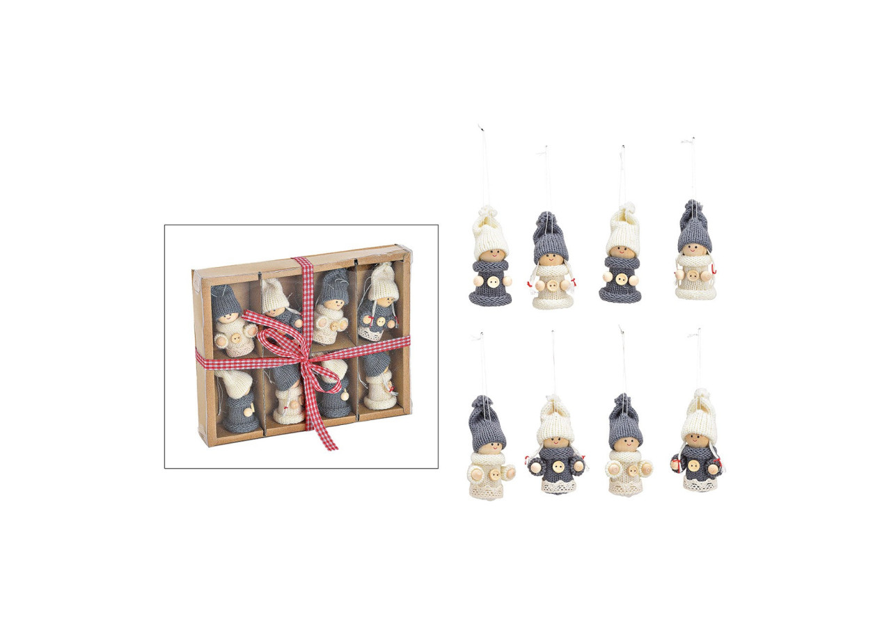 Ornements de Noël - 8 Figurines Enfant en Textile Blanc/Grey - 10040665 - WURM