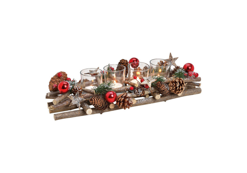 Composition de Noël en Bois et Verre - 40x10x17cm - 10040671 - WURM