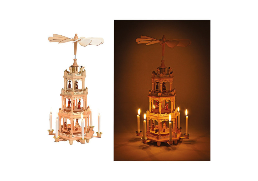 Pyramide de Noël en bois naturel - 19 x 49 x 19 cm - 10040729 - WURM