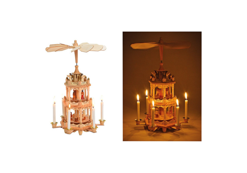 Pyramide de Noël en bois naturel - 16 x 38 x 16 cm - 10040733 - WURM