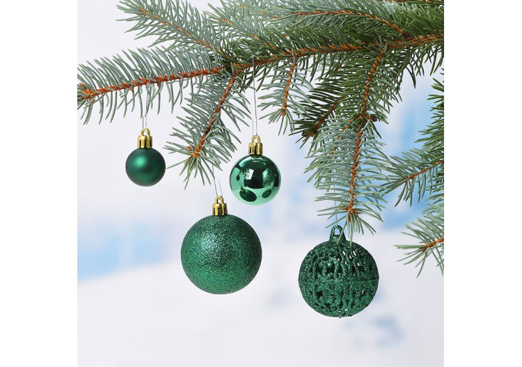 Boules de Noël en plastique - Set de 50 en vert, tailles 3/4/6 cm - 10040772 - WURM 2