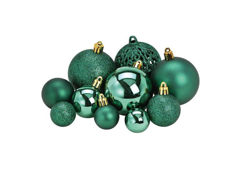 Boules de Noël en plastique - Set de 50 en vert, tailles 3/4/6 cm - 10040772 - WURM