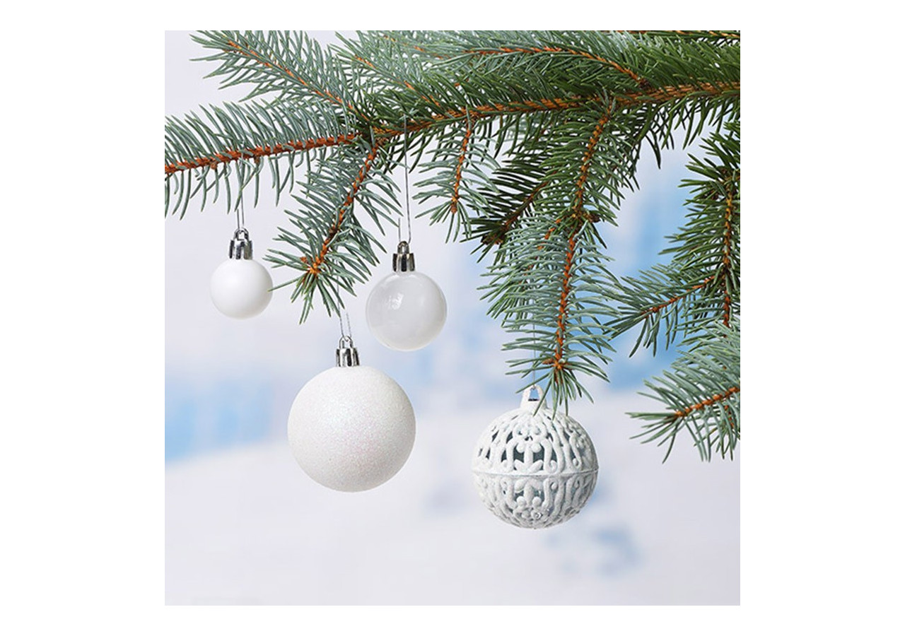 Boules de Noël en plastique - Set de 50, Blanc, 3/4/6cm - 10040774 - WURM
