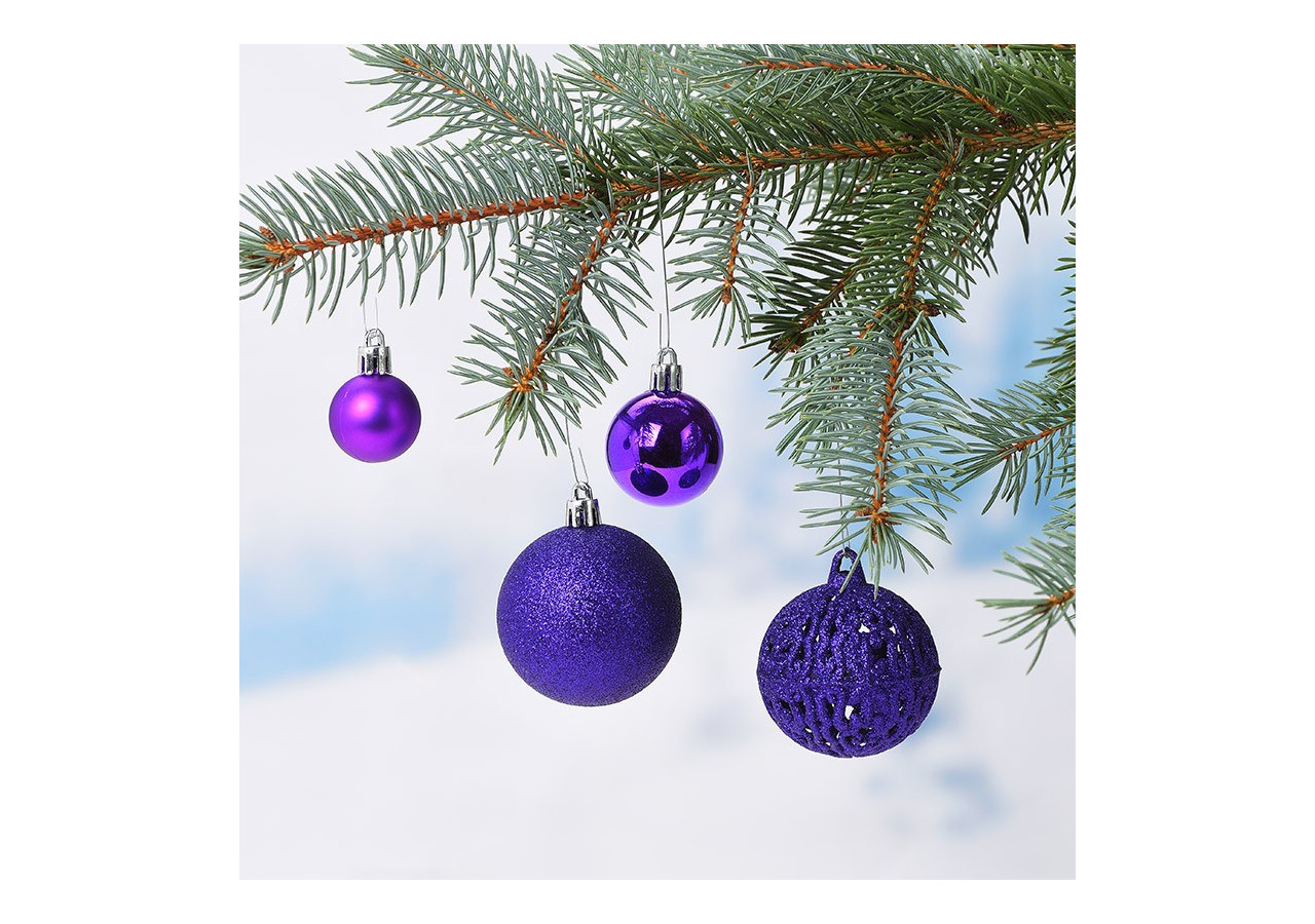 Boules de Noël en plastique - Set de 50, Violet, 3/4/6cm - 10040775 - WURM