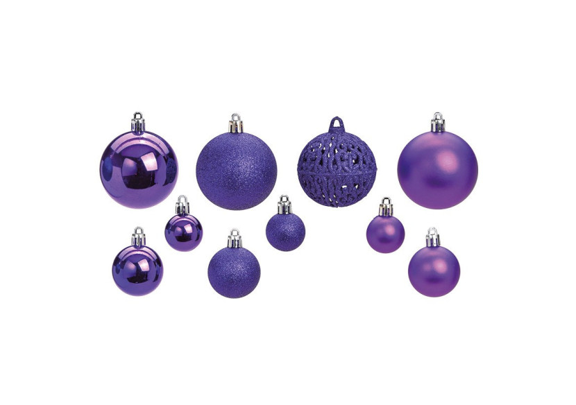 Boules de Noël en plastique - Set de 50, Violet, 3/4/6cm - 10040775 - WURM