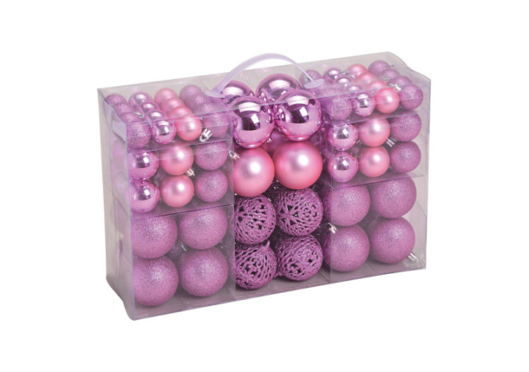 Boules de Noël en plastique - Set de 100, Rose, 3/4/6cm - 10040777 - WURM