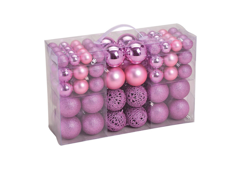 Boules de Noël en plastique - Set de 100, Rose, 3/4/6cm - 10040777 - WURM
