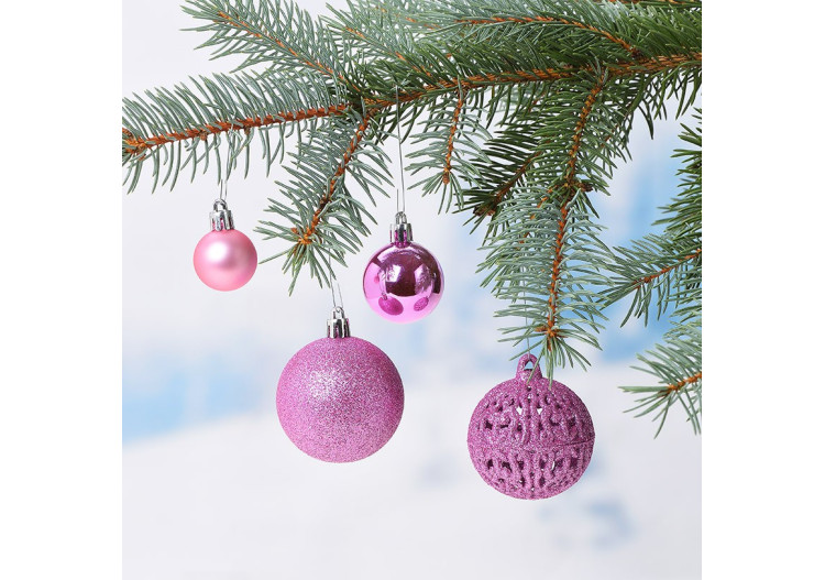 Boules de Noël en plastique - Set de 100, Rose, 3/4/6cm - 10040777 - WURM 2