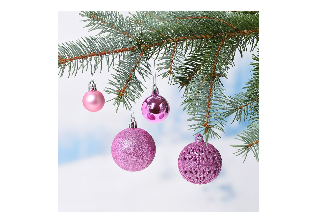 Boules de Noël en plastique - Set de 100, Rose, 3/4/6cm - 10040777 - WURM