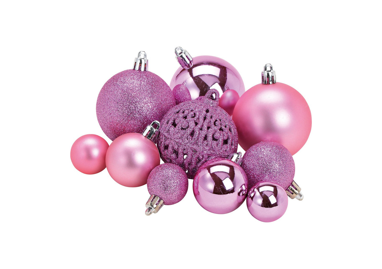 Boules de Noël en plastique - Set de 100, Rose, 3/4/6cm - 10040777 - WURM