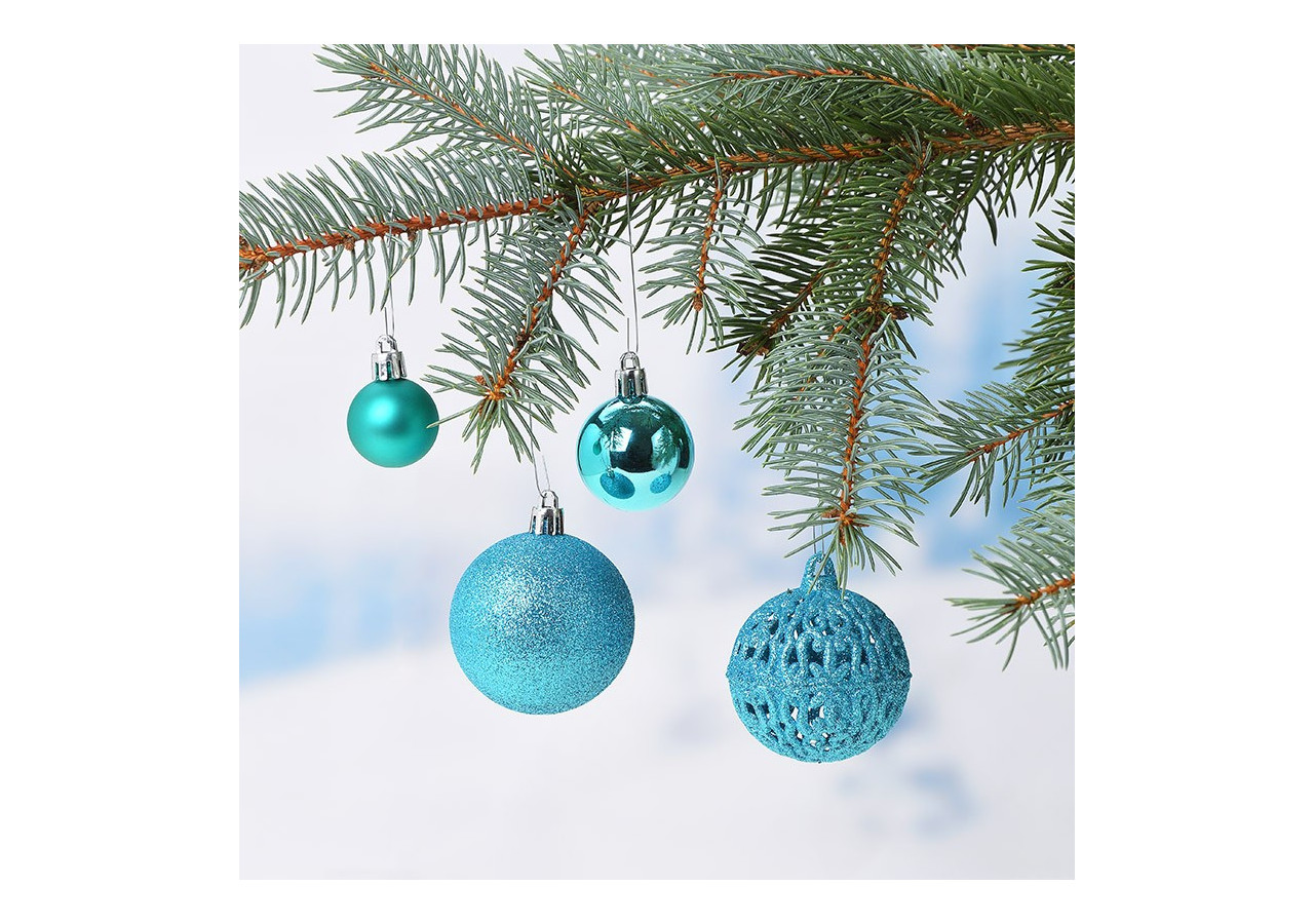 Boules de Noël en plastique - Set de 100, Turquoise, 3/4/6cm - 10040779 - WURM