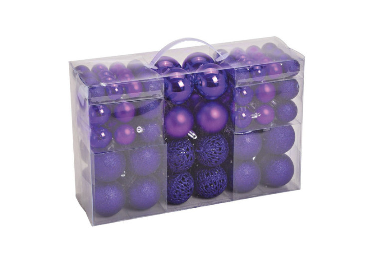 Boules de Noël en plastique - Set de 100, Violet, 3/4/6cm - 10040781 - WURM