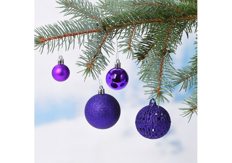 Boules de Noël en plastique - Set de 100, Violet, 3/4/6cm - 10040781 - WURM 2