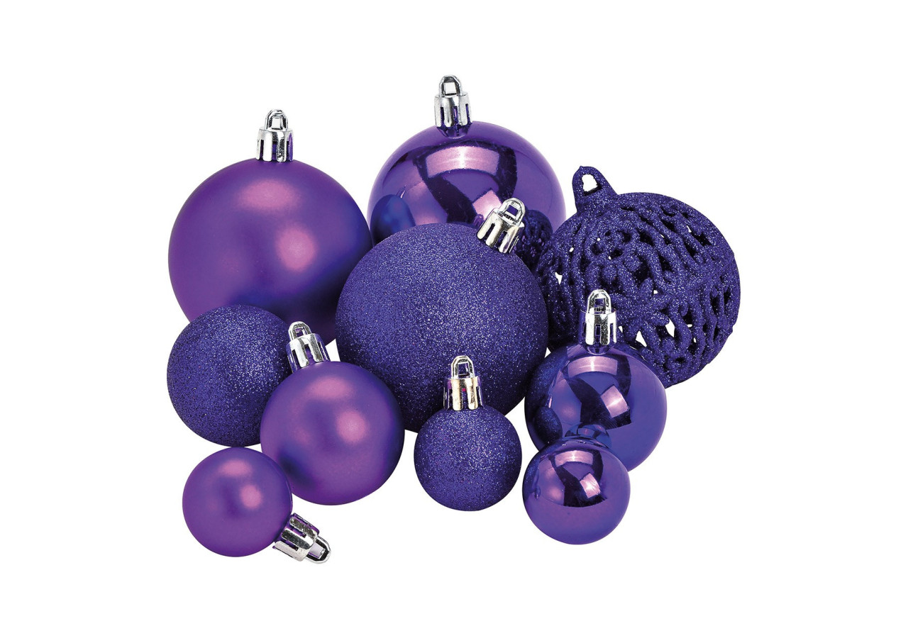Boules de Noël en plastique - Set de 100, Violet, 3/4/6cm - 10040781 - WURM