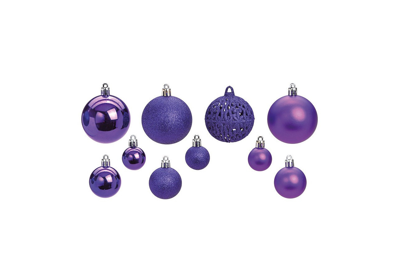 Boules de Noël en plastique - Set de 100, Violet, 3/4/6cm - 10040781 - WURM