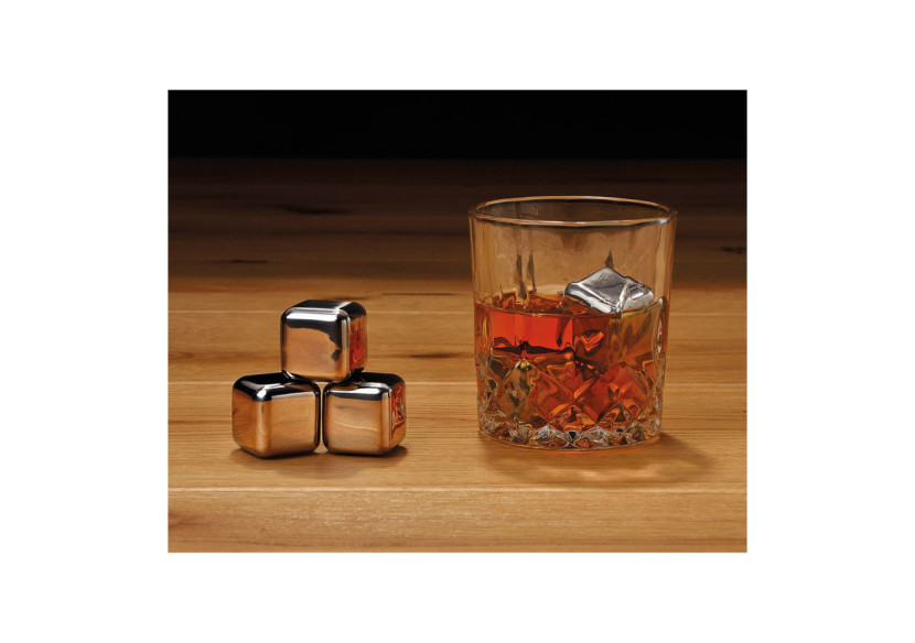 Set de glaçons Whisky - Acier inoxydable, 4 glaçons, 1 verre - 10040965 - WURM