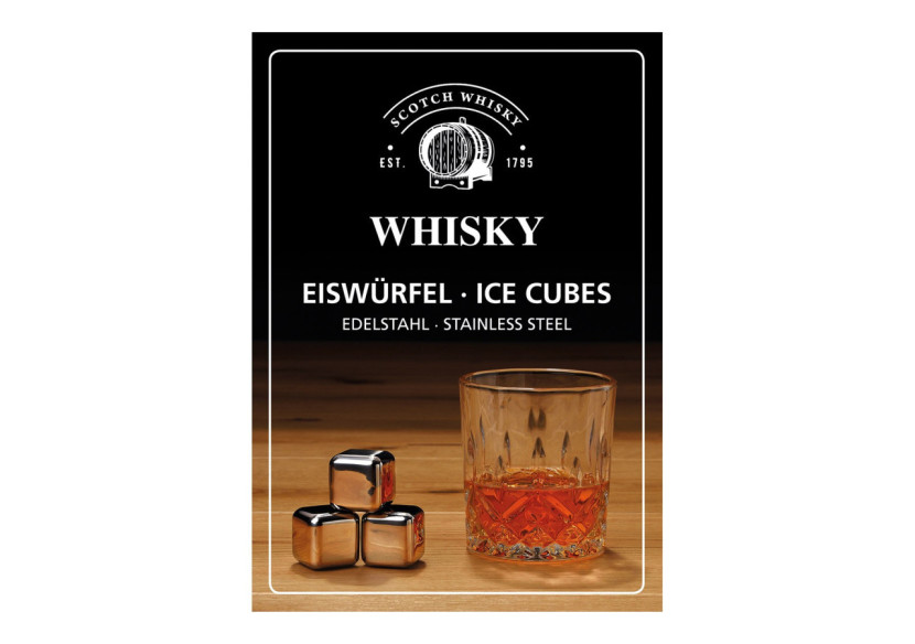 Set de glaçons Whisky - Acier inoxydable, 4 glaçons, 1 verre - 10040965 - WURM