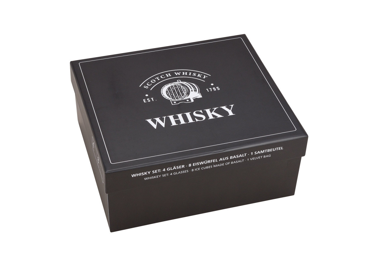 Set de Whisky en Pierre - 8 Glaçons en Basalte avec 4 Verres 300ml - 10040968 - WURM