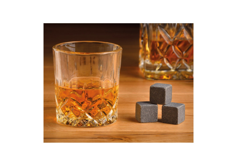 Set de Whisky en Pierre - 8 Glaçons en Basalte avec 4 Verres dans une Boîte en Bois - 10040970 - WURM