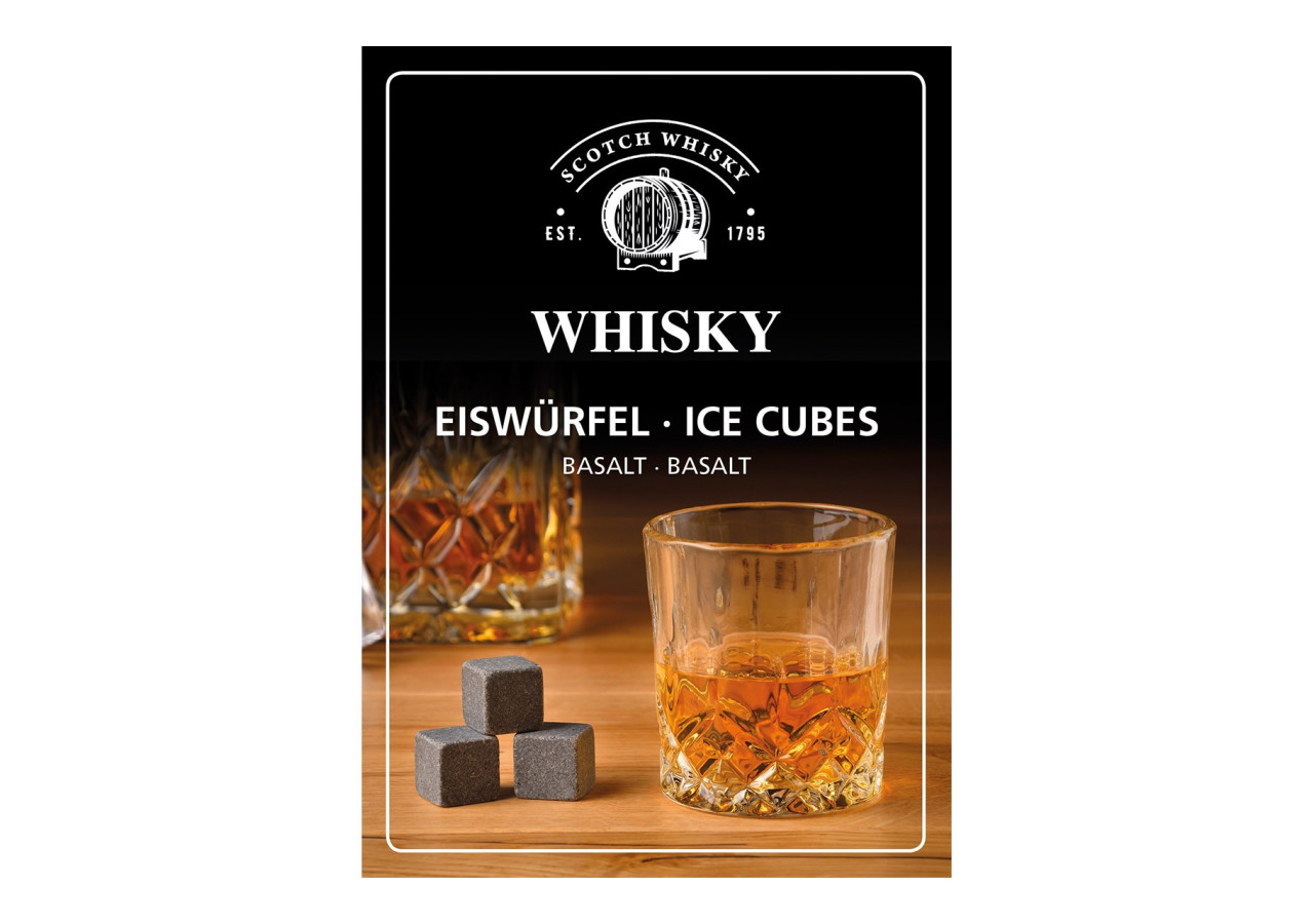 Set de Whisky en Pierre - 8 Glaçons en Basalte avec 4 Verres dans une Boîte en Bois - 10040970 - WURM