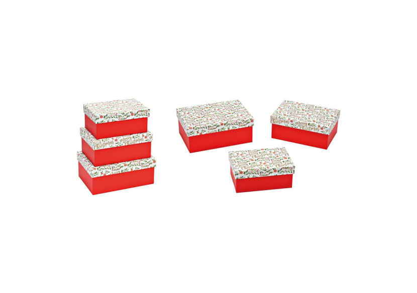 Coffret Cadeaux Noël - Set de 3 Boîtes Décoratives Rouges en Papier (21x8x14cm, 19x8x13cm, 17x7x11cm) - 10041059 - WURM
