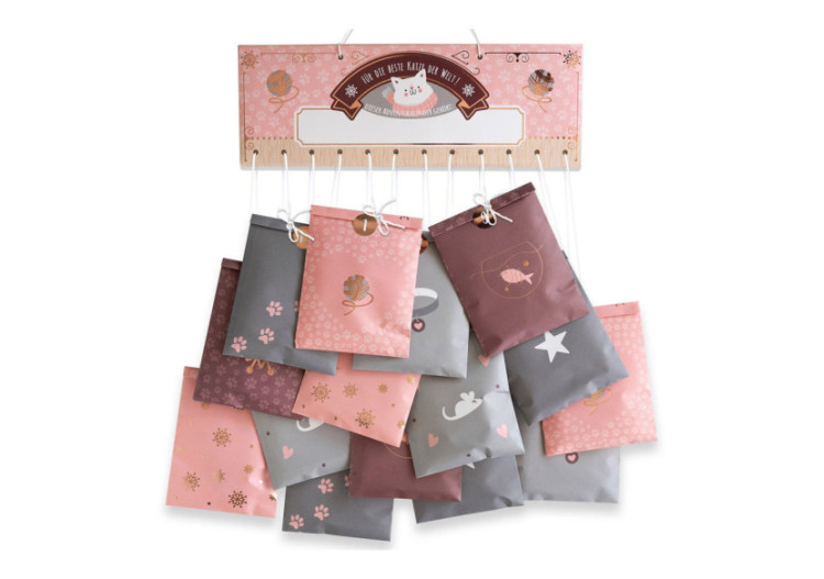 Calendrier de l'Avent pour Chats - 24 pochettes rose et vert 10x15cm - 10041078 - WURM
