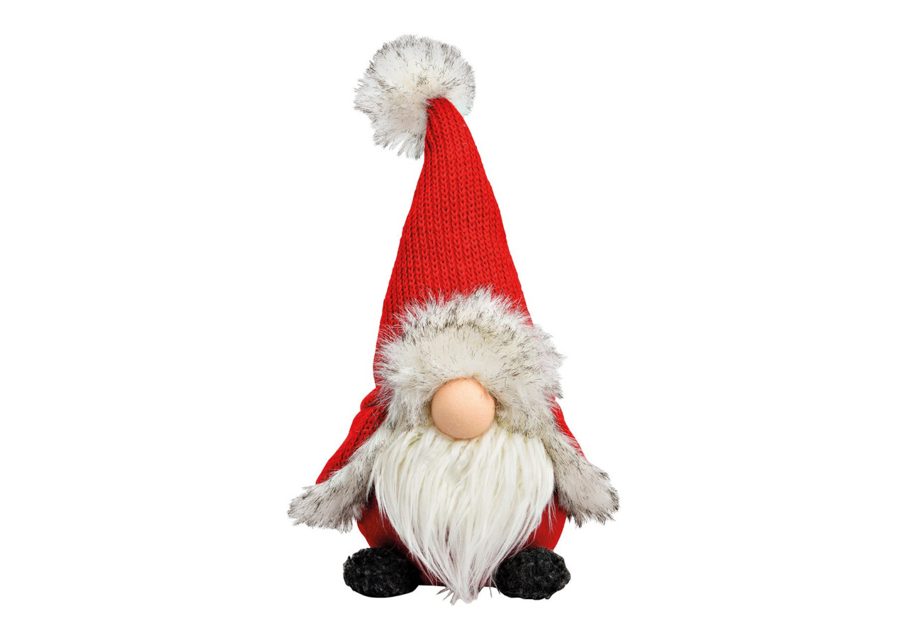 Wichtel avec Bonnet Tricoté - Rouge 21x40x13cm - 10041090 - WURM