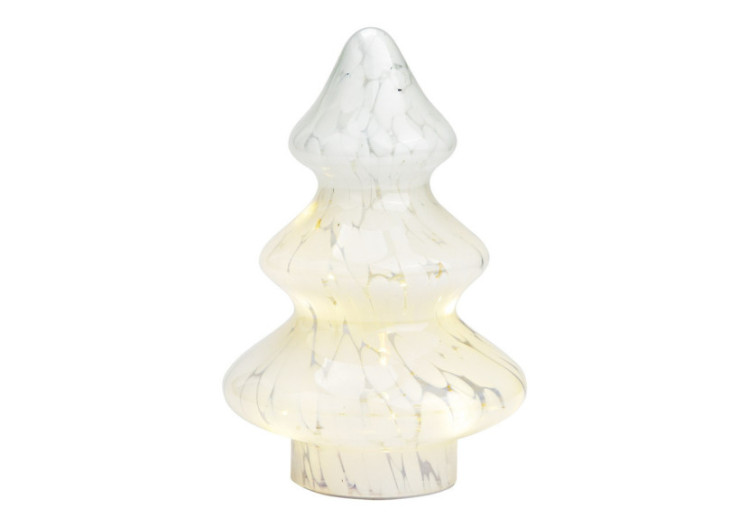 Sapin de Noël avec 10 LED et Timer 16/8 - Verre Blanc 14x20x14cm - 10041175 - WURM