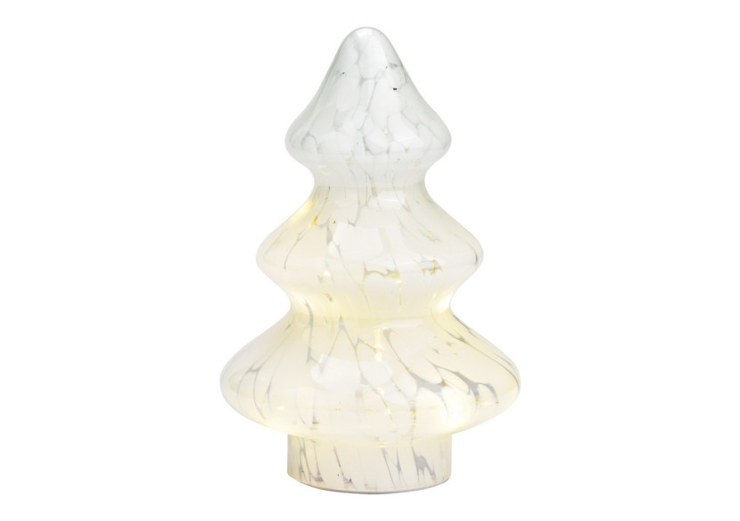 Sapin de Noël avec 10 LED et Timer 16/8 - Verre Blanc 14x20x14cm - 10041175 - WURM