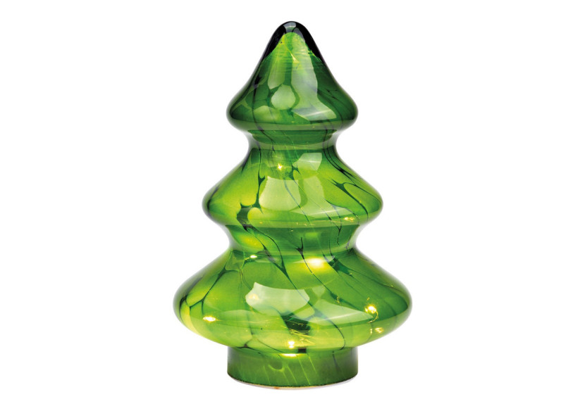 Sapins de Noël en verre - 10 LED avec minuterie 16/8, 14x20x14cm - 10041176 - WURM