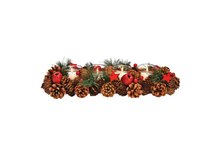 Centre de table de Noël - Boîte en bois/Verre, 40x9x14cm - 10041193 - WURM