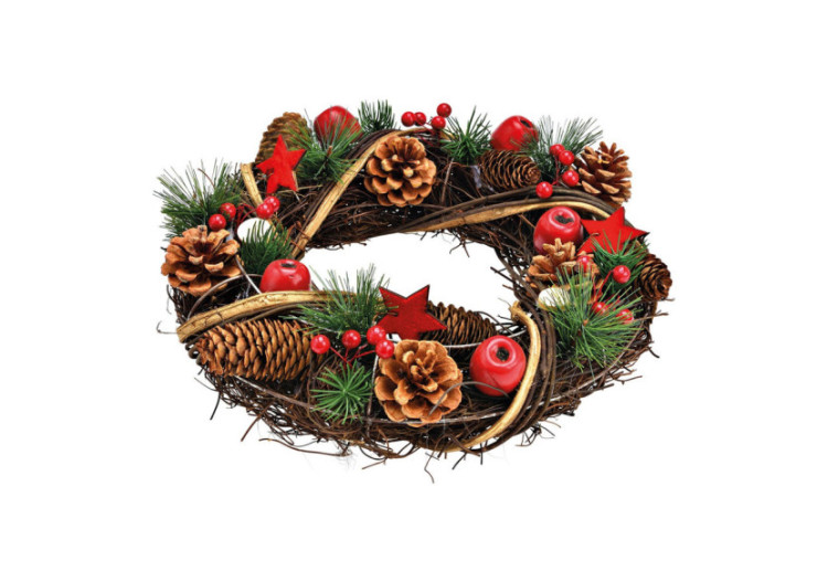 Couronne de Noël - Bois et Plastique, 34x34x9cm - 10041194 - WURM