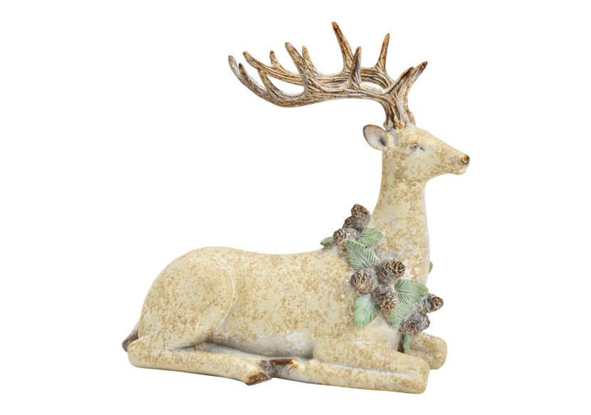 Cerf couché - Couronne de pommes de pin, 30x29x11cm - 10041198 - WURM