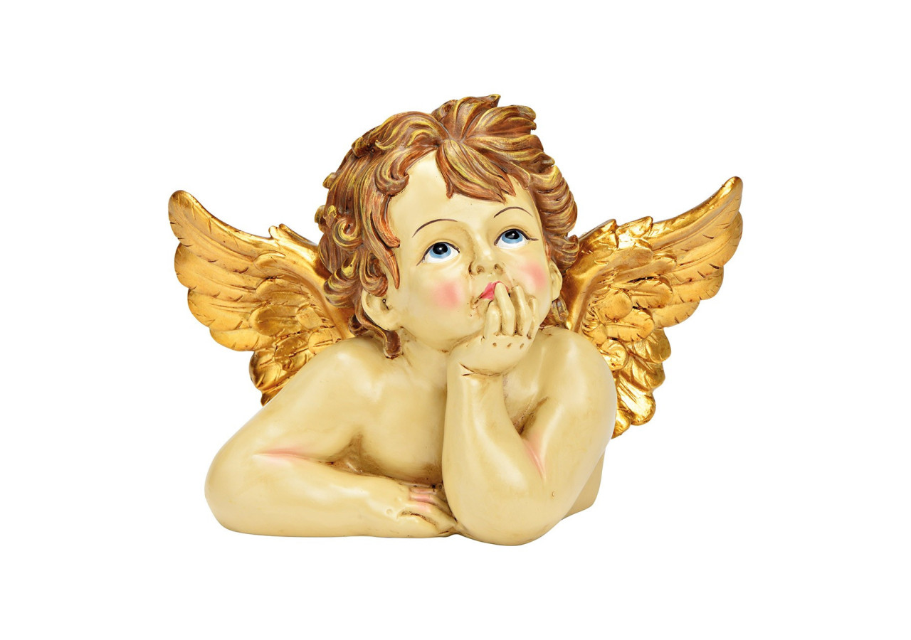 Tête d'ange décorative - Polyuréthane doré, 24x16x12cm - 10041272 - WURM
