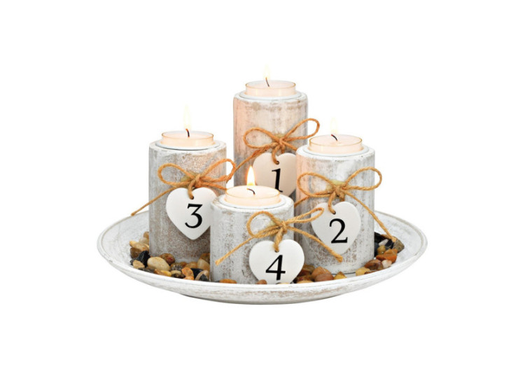 Décorations de Noël - 4 Bougeoirs sur Plateau en Bois - 10041343 - WURM