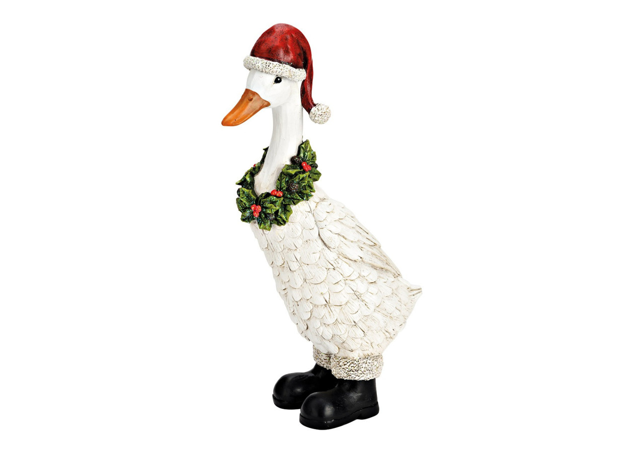 Oie de Noël avec Chapeau et Couronne - Décoration Polyvalente (17x35x9cm) - 10041392 - WURM