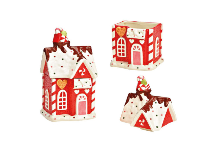 Boîte en Céramique Maison en Pain d'Épices - Rouge (14x27x13cm) - 10041407 - WURM