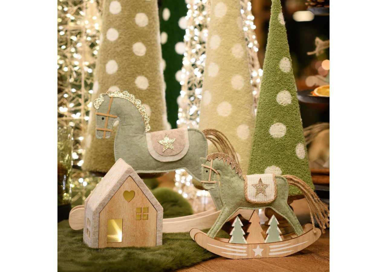 Arbre de Noël décoratif - Mangue et textile vert 11 x 40 x 11 cm - 10041466 - WURM